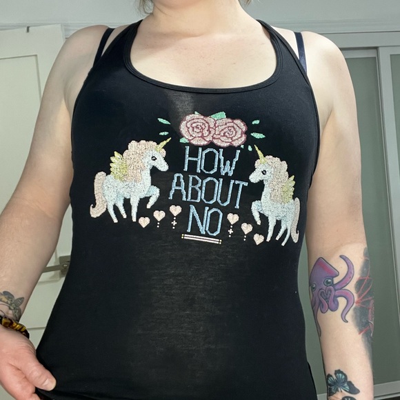 “How about NO” unicorn tank top - Picture 3 of 3